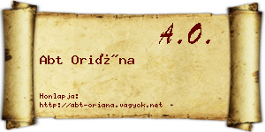 Abt Oriána névjegykártya